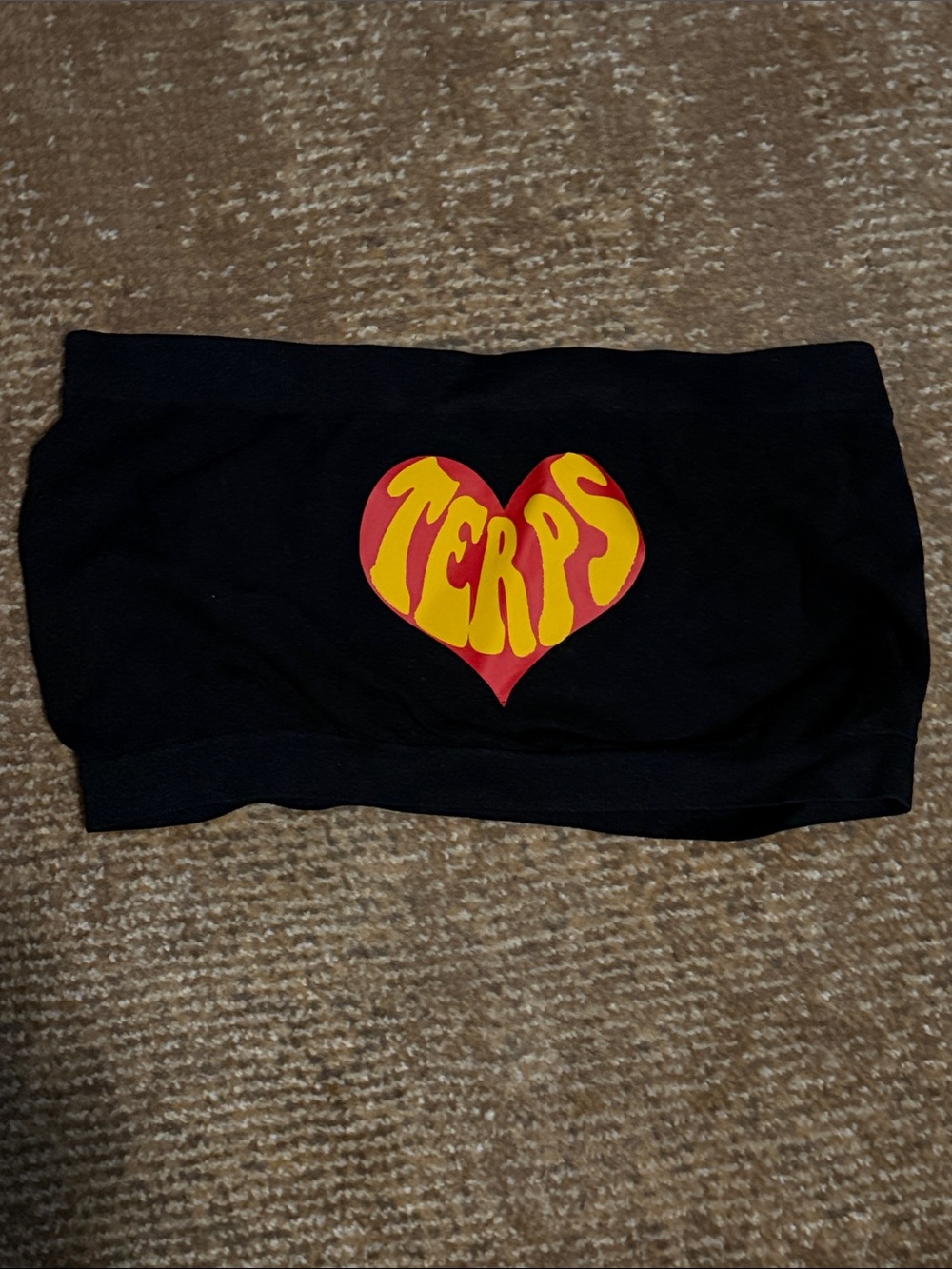 NWOT Black Bandeau Crop Top with Teros Graphic
